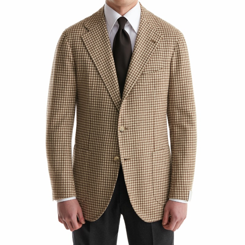 ORAZIO LUCIANO SPORTS COAT X IENGLAND, HOLLAND &amp; SHERRY BEIGE GINGHAM CHECK