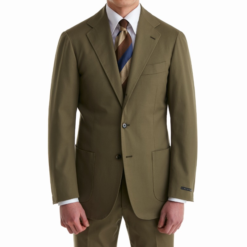 RING JACKET (화이트라벨 등급) X ANDREA SEOUL WHITE LABEL SUITS(SPORTS COAT+PANTS) X JAPAN, OLIVE GREEN COTTON OUT POCKET SUITS