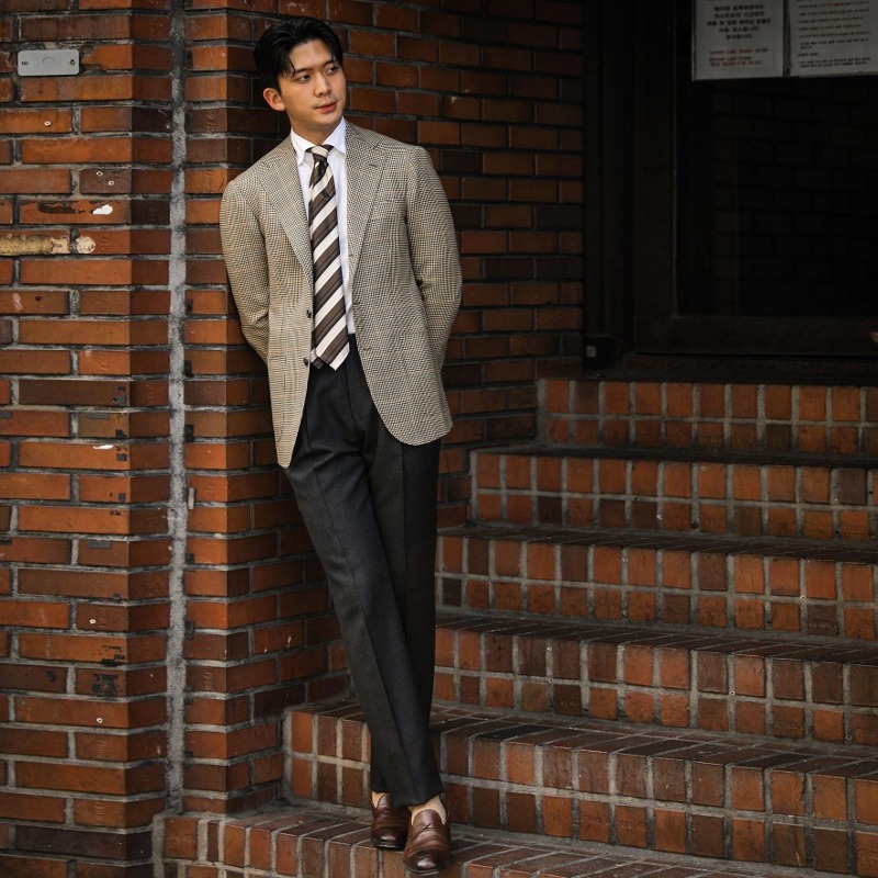 MADE BY RING JACKET (링마에등급) / ANDREA SEOUL H GRADE SPORTS COAT X ENGLAND, HOLLAND &amp; SHERRY ASCOT CLASSIC  BROWN CHECK