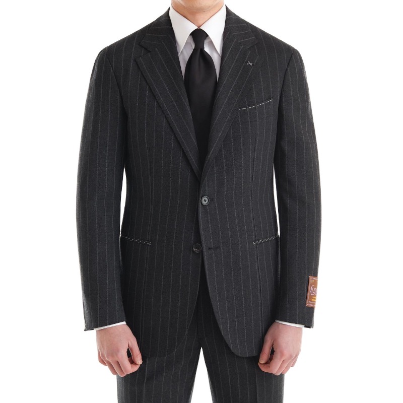 CORALLO ROSSO SUITS(JACKET+PANTS) X SCOTLAND, LOVAT BARD BUNCH CHARCOAL GREY STRIPES