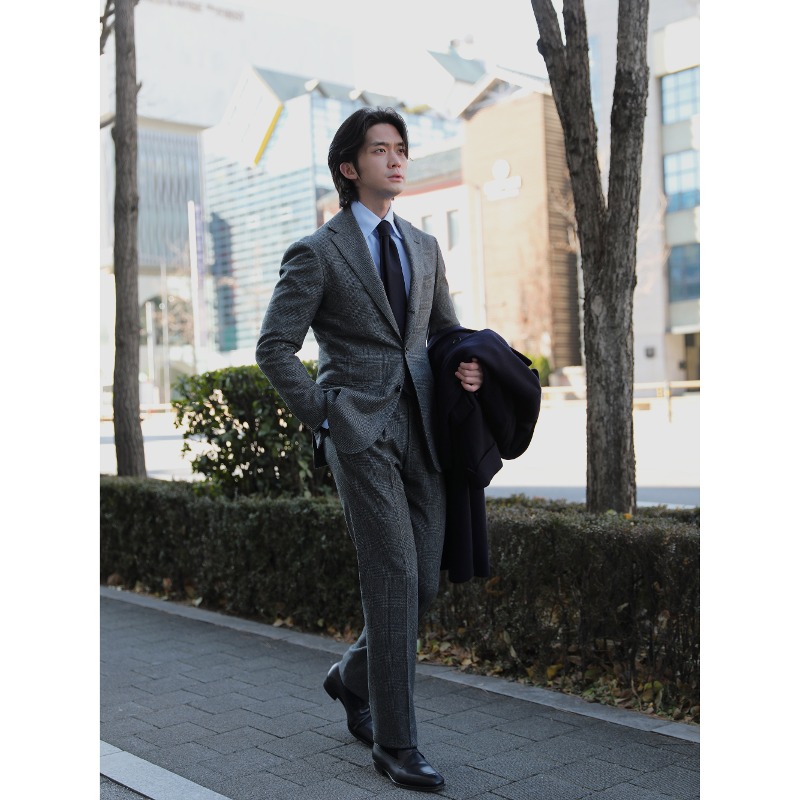 MADE BY RING JACKET (블랙라벨 등급) / ANDREA SEOUL BLACK LABEL SUITS(JACKET+PANTS) X ENGLAND, FOX BROTHERS CHARCOAL GREY POW CHECK (2 PLEATS)